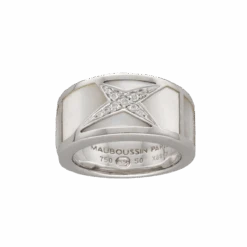 Bague MAUBOUSSIN "Étoile Beauté" En Or Gris, Nacre Et Diamants