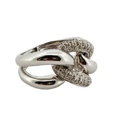 Bague Motif Mailles En Or Blanc Et Diamant -Castafiore Boutique bague motif maille en or blanc et diamant 164838