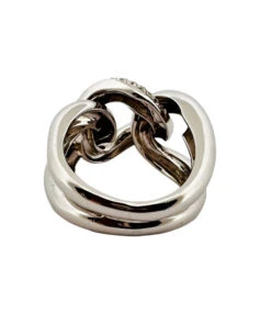 Bague Motif Mailles En Or Blanc Et Diamant -Castafiore Boutique bague motif maille en or blanc et diamant 739275