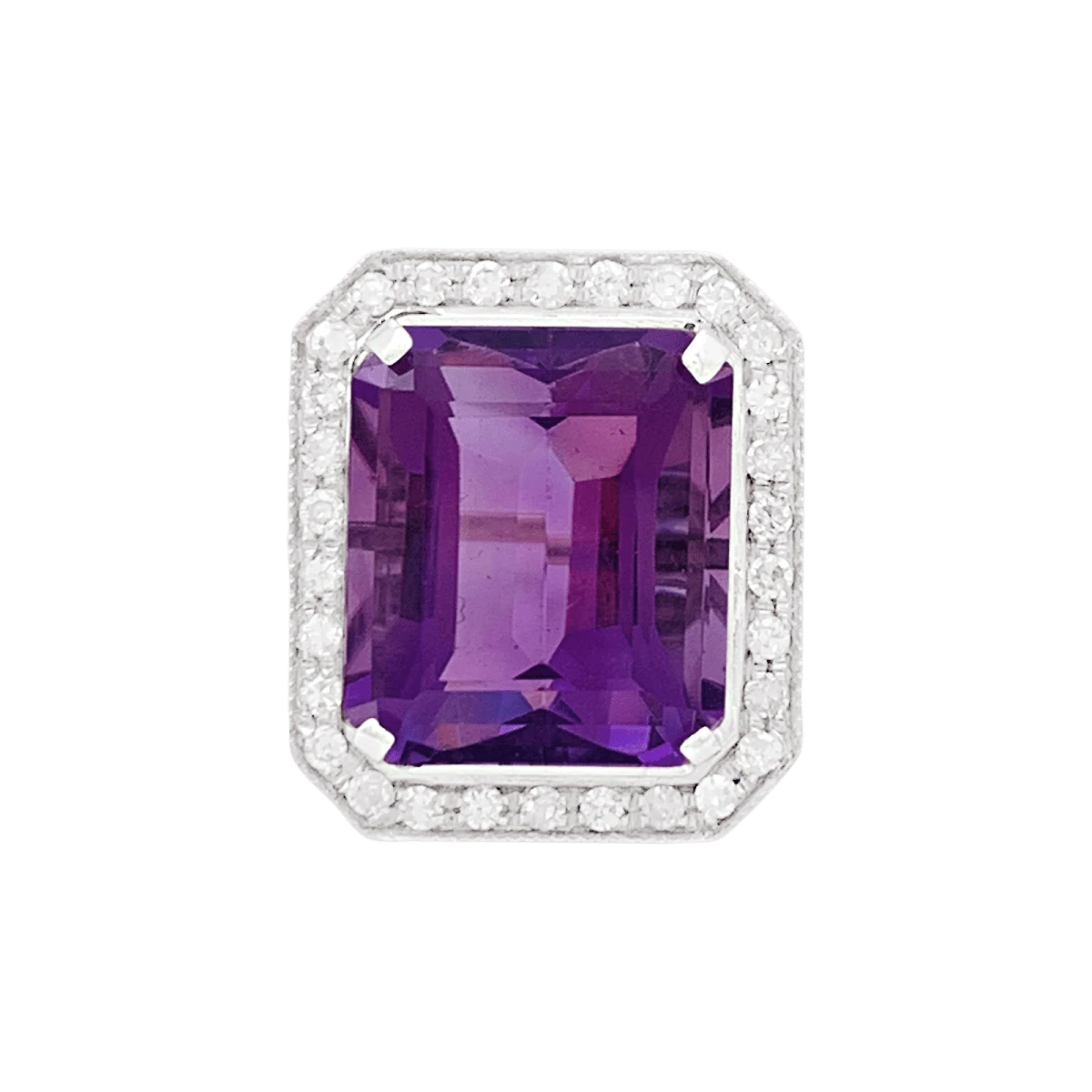 Miller Bague Solitaire En Or Blanc, Améthyste Et Diamants 1 Miller Bague Solitaire En Or Blanc, Améthyste Et Diamants