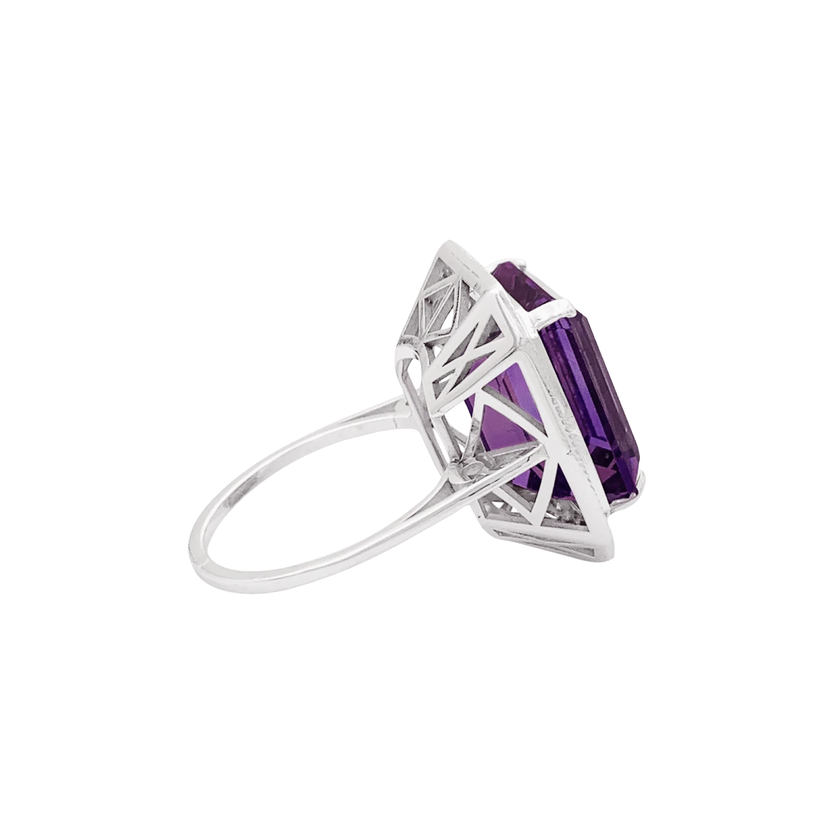 Miller Bague Solitaire En Or Blanc, Améthyste Et Diamants 5 Miller Bague Solitaire En Or Blanc, Améthyste Et Diamants – Image 5