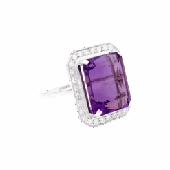 Miller Bague Solitaire En Or Blanc, Améthyste Et Diamants 11 Miller Bague Solitaire En Or Blanc, Améthyste Et Diamants -Castafiore Boutique bague or blanc diamants amethyste 786477