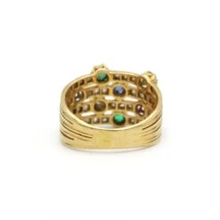 Bague - Or Jaune, Diamants, Saphirs, Rubis, émeraudes -Castafiore Boutique bague or jaune diamants saphirs rubis emeraudes 125791