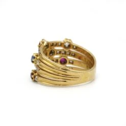 Bague - Or Jaune, Diamants, Saphirs, Rubis, émeraudes -Castafiore Boutique bague or jaune diamants saphirs rubis emeraudes 953077