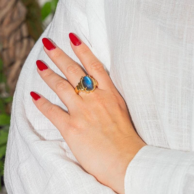 Bague En Or Jaune Et Labradorite 2 Bague En Or Jaune Et Labradorite – Image 2