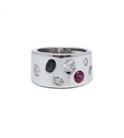 Bague - Or. Rubis. Saphir Et Diamants