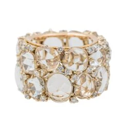 Bague POMELLATO "Lulu" En Or Rose, Topazes Et Diamants