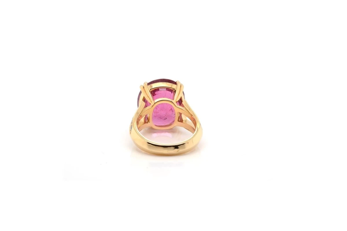 Bague Rubellite Et Diamants En Or Jaune 6 Bague Rubellite Et Diamants En Or Jaune – Image 6