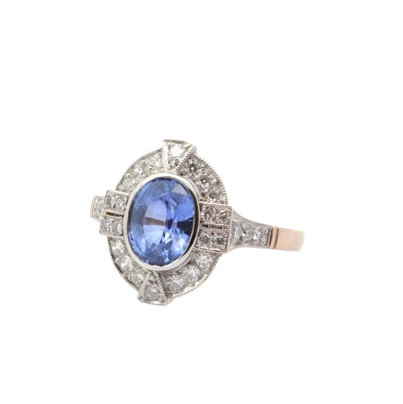 Bague En Or, Platine, Saphir Et Diamants 4 Bague En Or, Platine, Saphir Et Diamants – Image 4