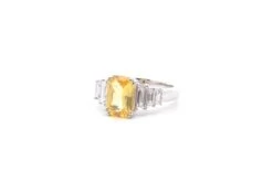 Bague Saphir Jaune 2 Cts Et Diamants