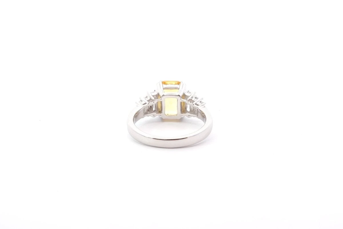 Bague Saphir Jaune 2 Cts Et Diamants 5 Bague Saphir Jaune 2 Cts Et Diamants – Image 5