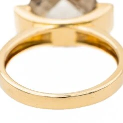 Bague Solitaire En Or Jaune Et Quartz Fumé -Castafiore Boutique bague solitaire en or jaune et quartz fume 306552