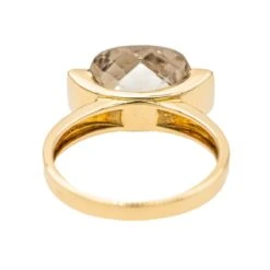 Bague Solitaire En Or Jaune Et Quartz Fumé -Castafiore Boutique bague solitaire en or jaune et quartz fume 841460