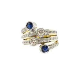 Bague Toi Et Moi En Or, Saphirs Et Diamants