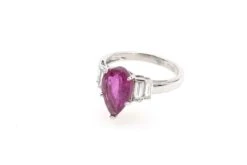 Bague Tourmaline Poire Et Diamants En Or Blanc