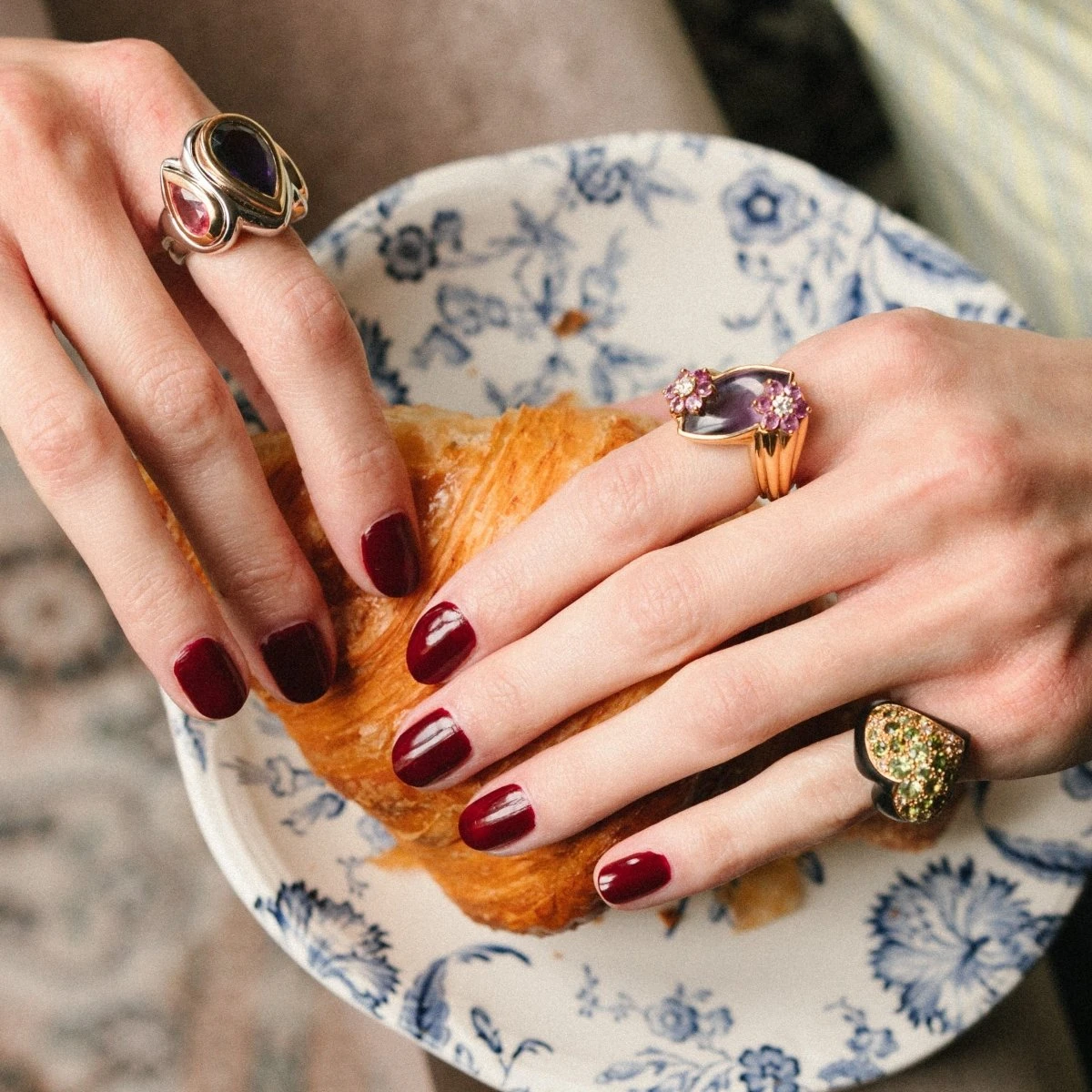 Bague Cœur En Or Jaune, Bois D'amourette Et Diamants 2 Bague Cœur En Or Jaune, Bois D'amourette Et Diamants – Image 2