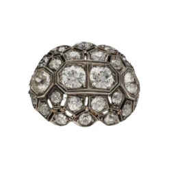 Bague En Or Jaune, Argent Et Diamant