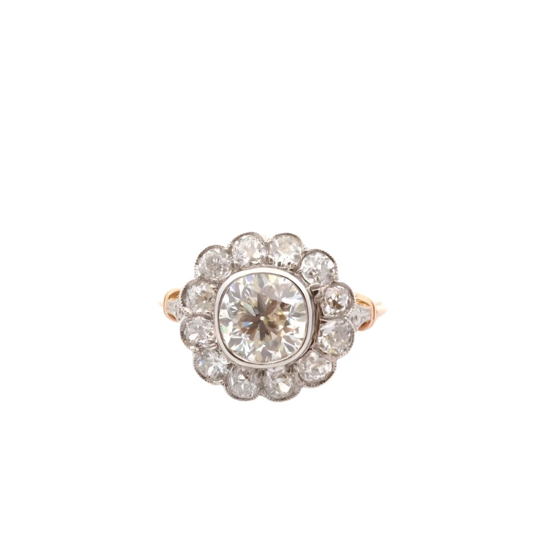 Bague Pompadour En Or Jaune, Platine Et Diamants 1 Bague Pompadour En Or Jaune, Platine Et Diamants