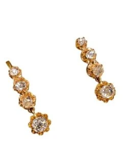 Boucle D’oreilles Dormeuses En Or Jaune Et Diamants -Castafiore Boutique boucle doreilles dormeuses en or jaune et diamants 366377
