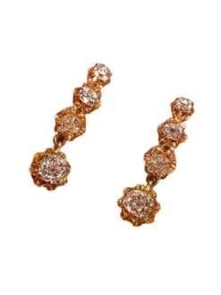 Boucle D’oreilles Dormeuses En Or Jaune Et Diamants -Castafiore Boutique boucle doreilles dormeuses en or jaune et diamants 458073