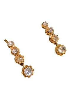 Boucle D’oreilles Dormeuses En Or Jaune Et Diamants