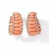 Boucle D'oreilles En Or Jaune, Corail Etdiamants