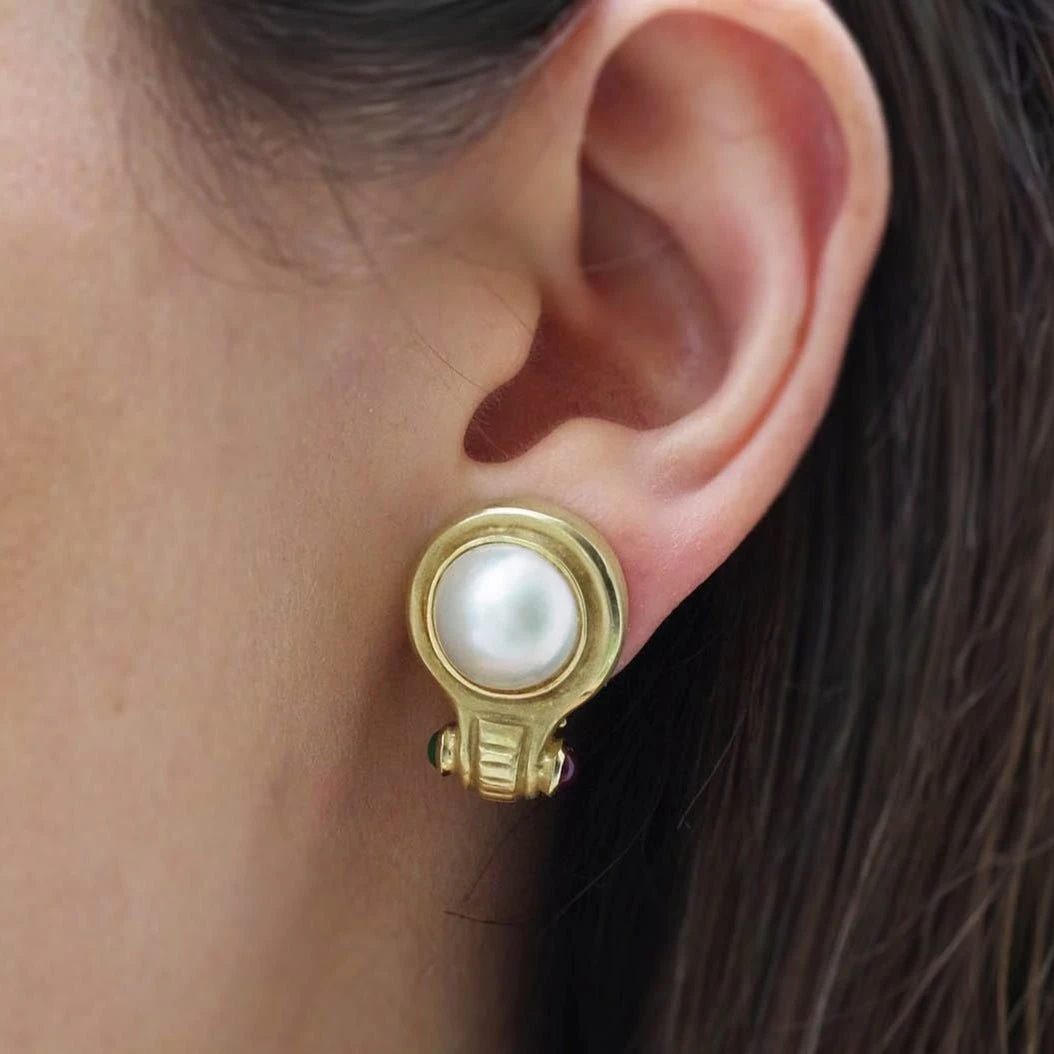 Boucles D'oreille Clip Perle En Or Jaune 2 Boucles D'oreille Clip Perle En Or Jaune – Image 2