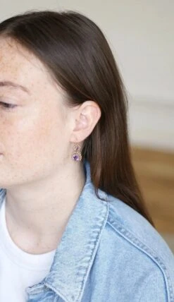 Boucles D'Oreilles Améthystes Et Perles Or Rose -Castafiore Boutique boucles doreilles amethystes et perles or rose 249782