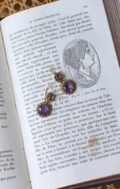 Boucles D'Oreilles Améthystes Et Perles Or Rose -Castafiore Boutique boucles doreilles amethystes et perles or rose 690057