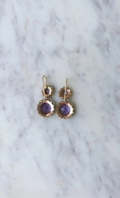 Boucles D'Oreilles Améthystes Et Perles Or Rose -Castafiore Boutique boucles doreilles amethystes et perles or rose 918963