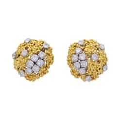 Miller Boucles D'oreilles BOUCHERON En Or Jaune, Platine Et Diamants.