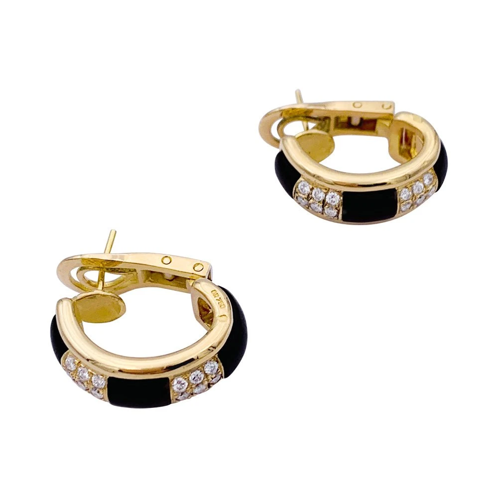 Miller Boucles D'oreilles BOUCHERON "Les Plurielles", En Or Jaune, Diamants Et Bois D'amourette 2 Miller Boucles D'oreilles BOUCHERON "Les Plurielles", En Or Jaune, Diamants Et Bois D'amourette – Image 2