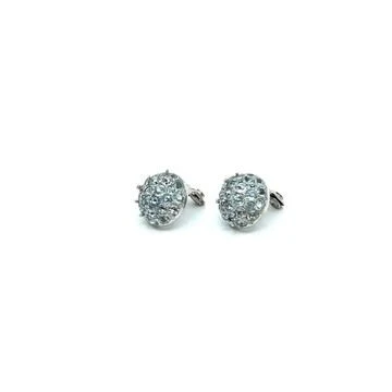 Boucles D'oreilles Boules En Or Blanc Aigue Marine Et Diamants 2 Boucles D'oreilles Boules En Or Blanc Aigue Marine Et Diamants – Image 2