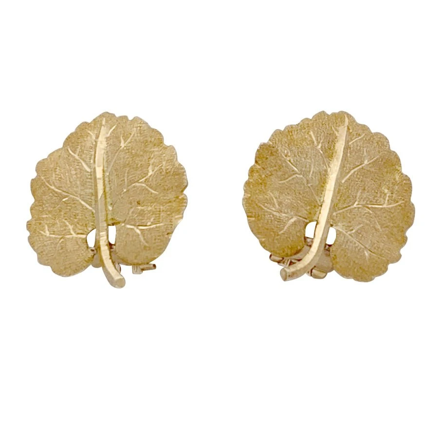 Miller Boucles D'oreilles Clip BUCCELLATI Feuilles En Or Jaune 1 Miller Boucles D'oreilles Clip BUCCELLATI Feuilles En Or Jaune