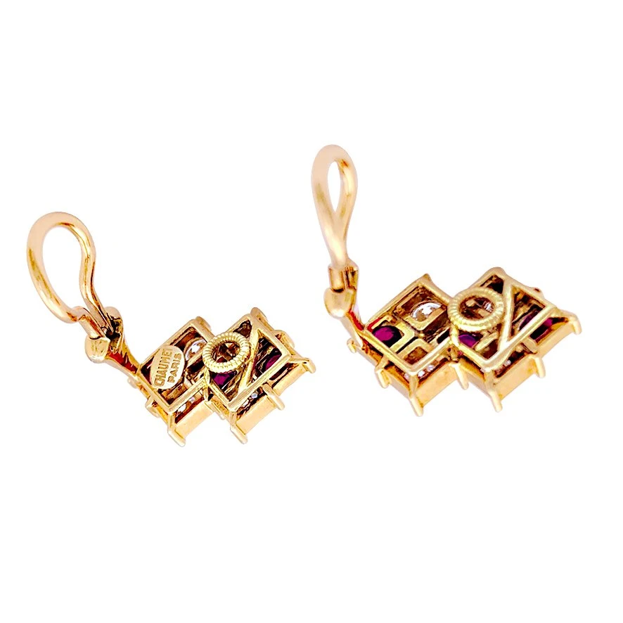 Miller Boucles D'oreilles CHAUMET En Or Jaune, Rubis Et Diamants 4 Miller Boucles D'oreilles CHAUMET En Or Jaune, Rubis Et Diamants – Image 4