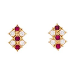 Miller Boucles D'oreilles CHAUMET En Or Jaune, Rubis Et Diamants