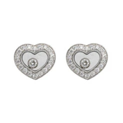 Boucles D'oreilles CHOPARD "Happy Diamonds" En Or Blanc Et Diamants