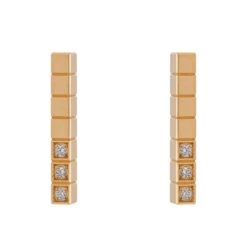 Boucles D'oreilles Puces CHOPARD "Ice Cube" En Or Rose Et Diamants