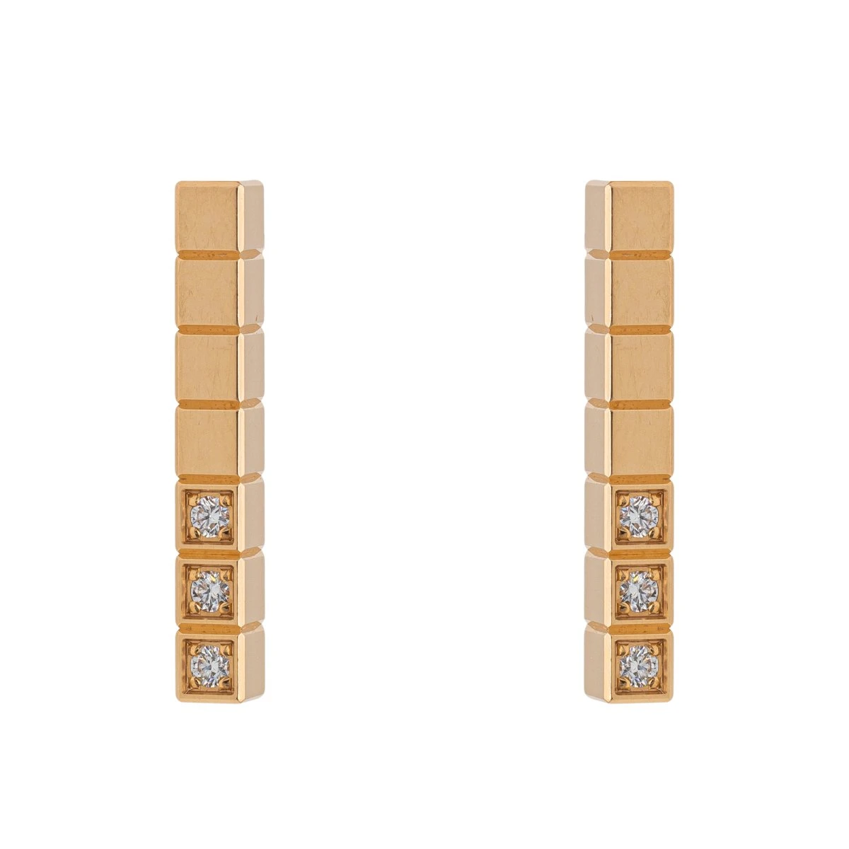 Boucles D'oreilles Puces CHOPARD "Ice Cube" En Or Rose Et Diamants 1 Boucles D'oreilles Puces CHOPARD "Ice Cube" En Or Rose Et Diamants