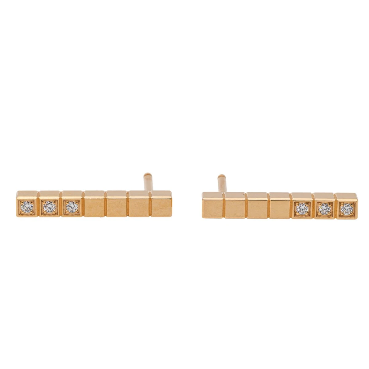 Boucles D'oreilles Puces CHOPARD "Ice Cube" En Or Rose Et Diamants 4 Boucles D'oreilles Puces CHOPARD "Ice Cube" En Or Rose Et Diamants – Image 4