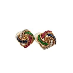 Boucles D'oreilles Clip BOUCHERON Tutti Frutti En Or Jaune, émeraudes, Rubis, Saphirs Et Diamants