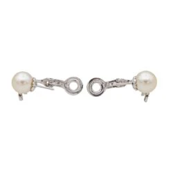 Boucles D'oreilles Clip En Or Blanc, Perles Et Diamants -Castafiore Boutique boucles doreilles clip en or blanc perles et diamants 965767