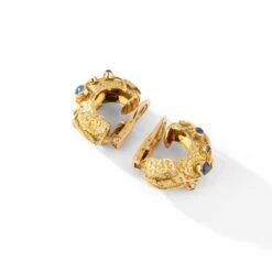 Boucles D'oreilles Clip En Or Jaune émail Bleu Et Saphir -Castafiore Boutique boucles doreilles clip en or jaune email bleu et saphir 430724