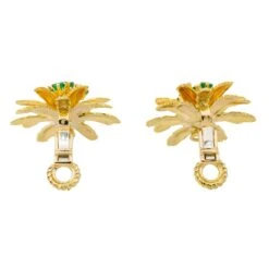 Boucles D'oreilles Clip En Or Jaune émeraude Et Diamant -Castafiore Boutique boucles doreilles clip en or jaune emeraude et diamant 857785