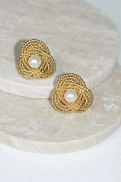 Boucles D'Oreilles Clip Gubelin Or Torsadé Et Perles -Castafiore Boutique boucles doreilles clip gubelin or torsade et perles 673217