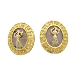 Miller Boucles D'oreilles Clip LALAOUNIS En Or Jaune, Diamants, Et Cristal De Roche