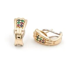 Boucles D'oreilles Clip Tutti Frutti En Or Jaune, Or Blanc Et Pierres Fines -Castafiore Boutique boucles doreilles clips en 2 ors et pierres fines multicolores 184826