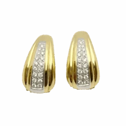 Boucles D'oreilles Clips En Or Blanc, Or Jaune Et Diamants