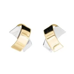 Boucles D'oreilles Clips En Or Jaune Et Blanc