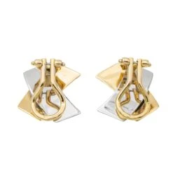 Boucles D'oreilles Clips En Or Jaune Et Blanc -Castafiore Boutique boucles doreilles clips en or jaune et blanc 259325